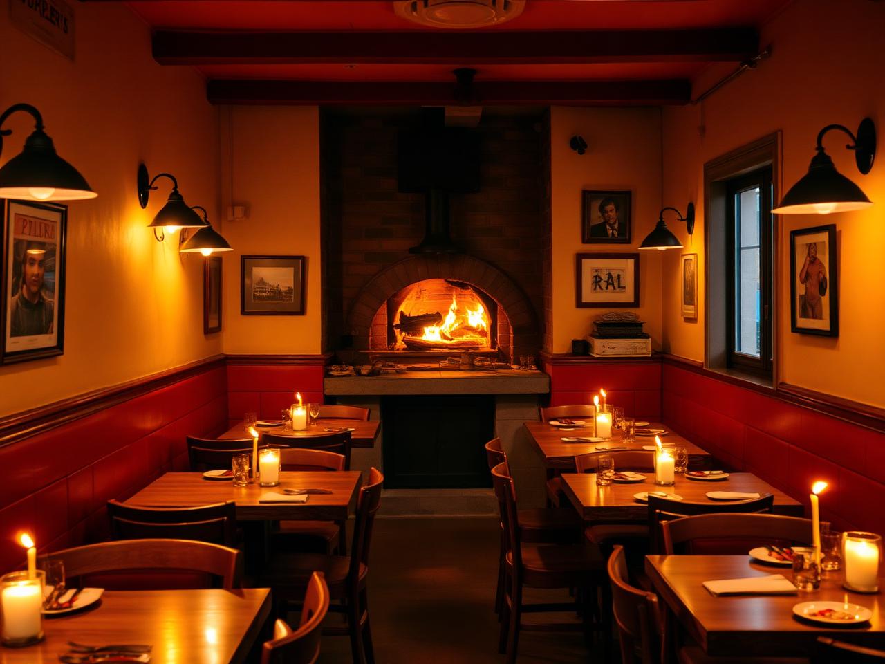 Intérieur chaleureux de la Pizzeria Ausonia